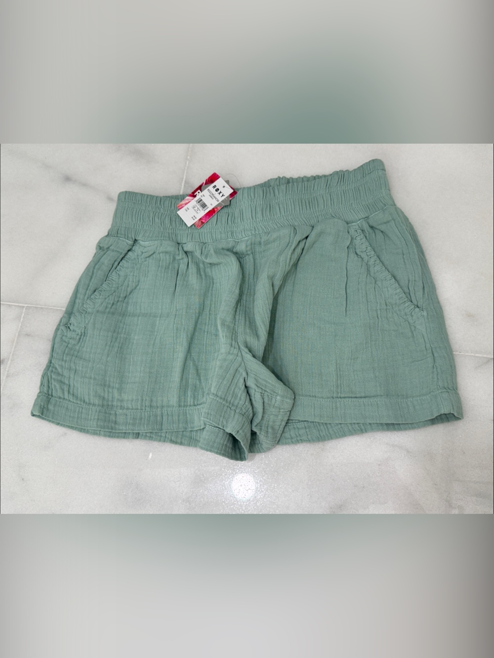 Roxy Women's Mint Green Elastic-Waist Casual Shorts